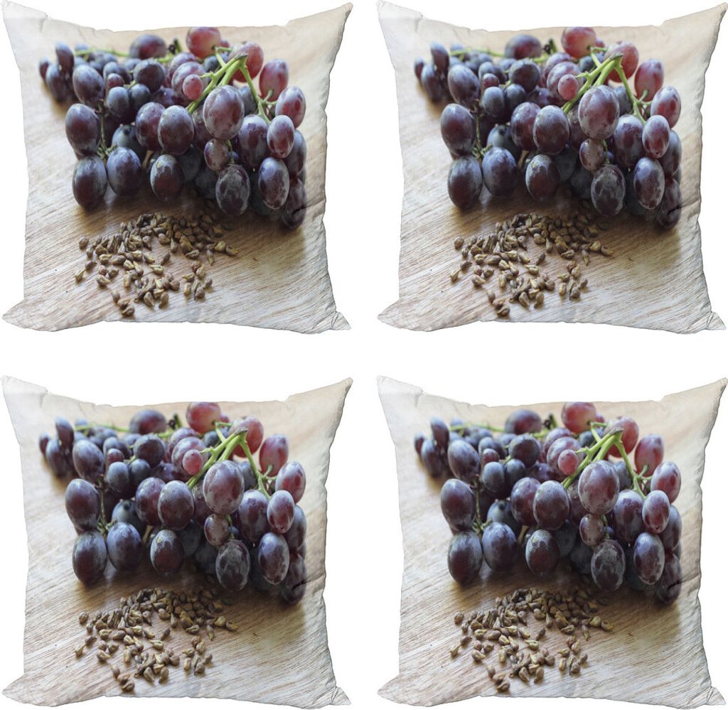 ABAKUHAUS Traube Kissenbezug Set (4 Stück), Früchte und Samen auf den Tisch, Moderner Doppelseitiger Digitaldruck, 45 cm x 45 cm, Mehrfarbig