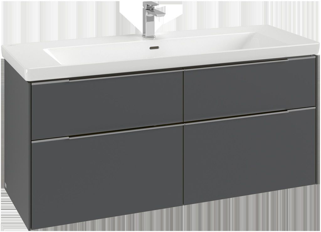 Villeroy & Boch Subway 3.0 Waschbeckenunterschrank, LED-Beleuchtung, 4 Auszüge, Waschbecken mittig, 1272x576x478mm, C602L0AH