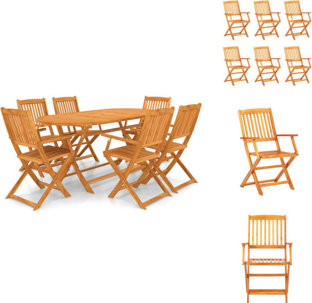 vidaXL 7-tlg. Garten-Essgruppe Klappbar Massivholz Akazie - Gartenmöbel-Sets
