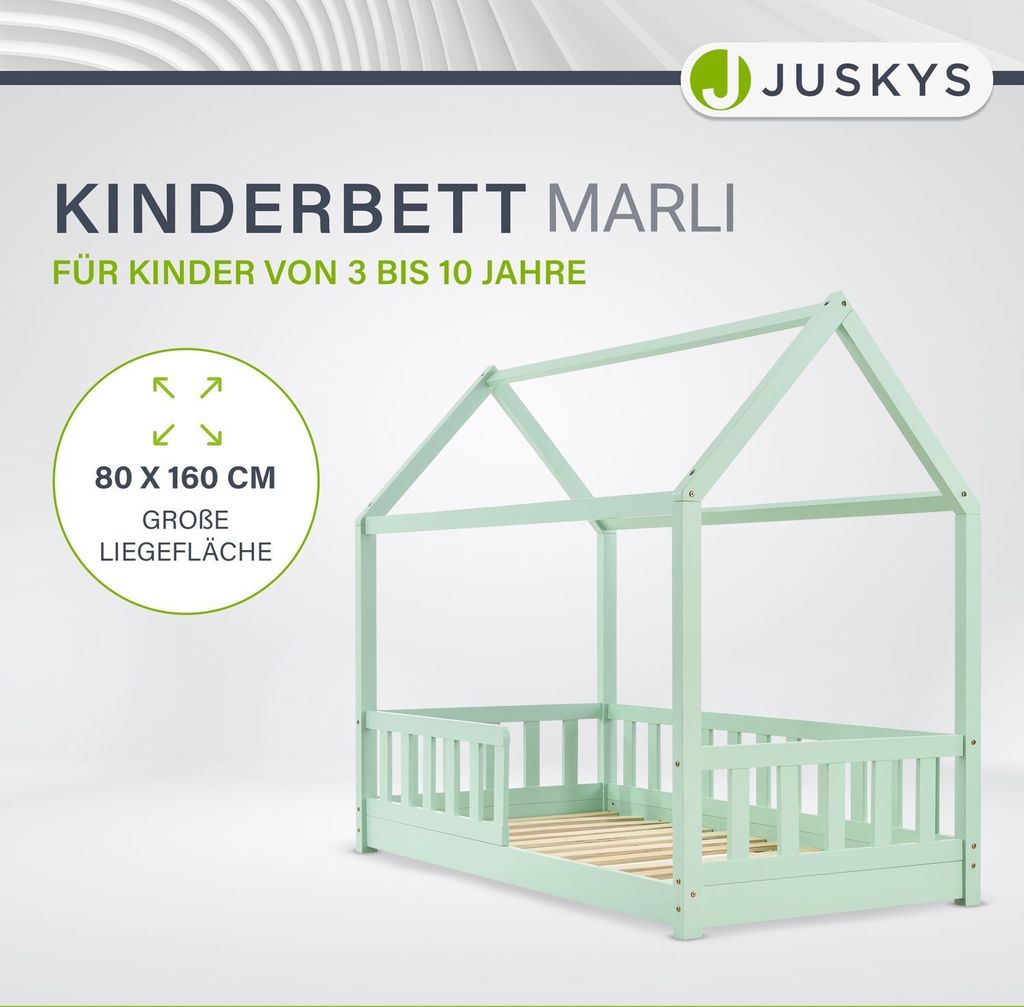 Juskys Kinderbett Marli 80 x 160 cm - Rausfallschutz, Produktbild 2