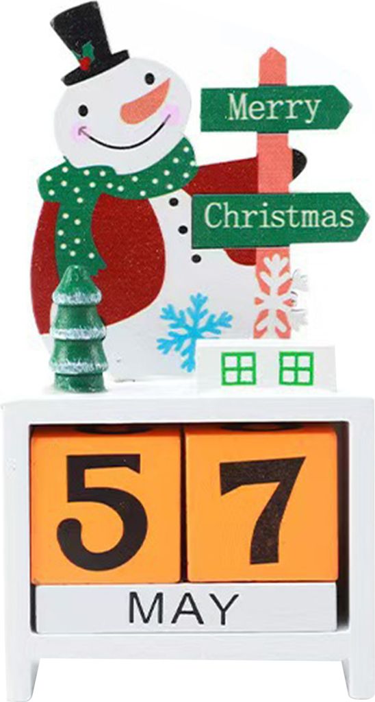 Weihnachts-Countdown-Blöcke, 99 Tage bis Weihnachten, Adventskalender, aus Holz, Weihnachtsmann, Rentier, Schneemann, Schreibtischfigur, Urlaub, W...