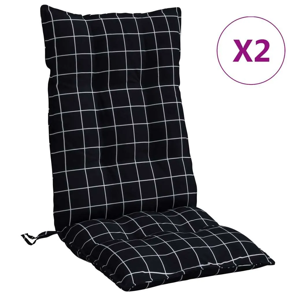 Coussin chaise dossier haut contre mal de dos, lot de 2 carreaux noir
