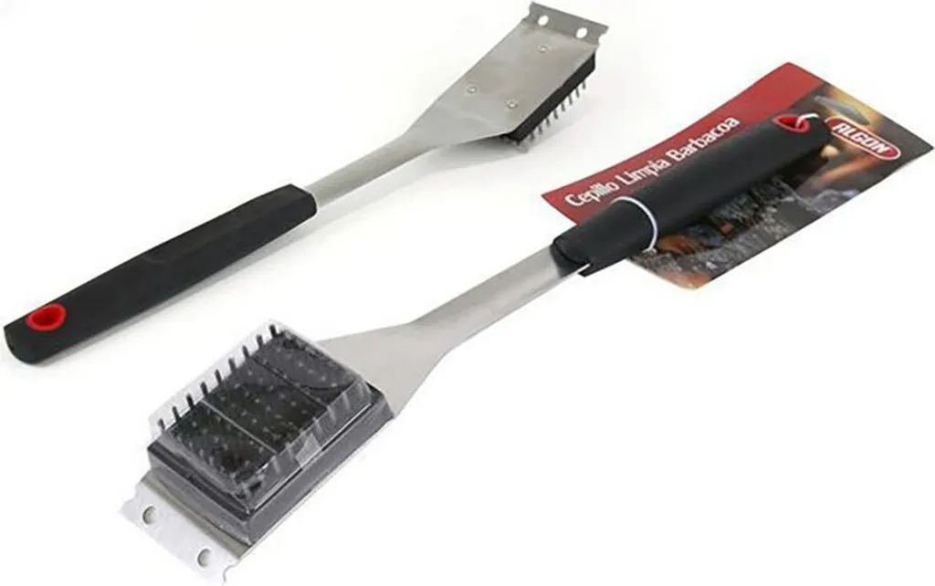 Brosse à barbecue Algon Argent pratique pour grille en inox - 30cm