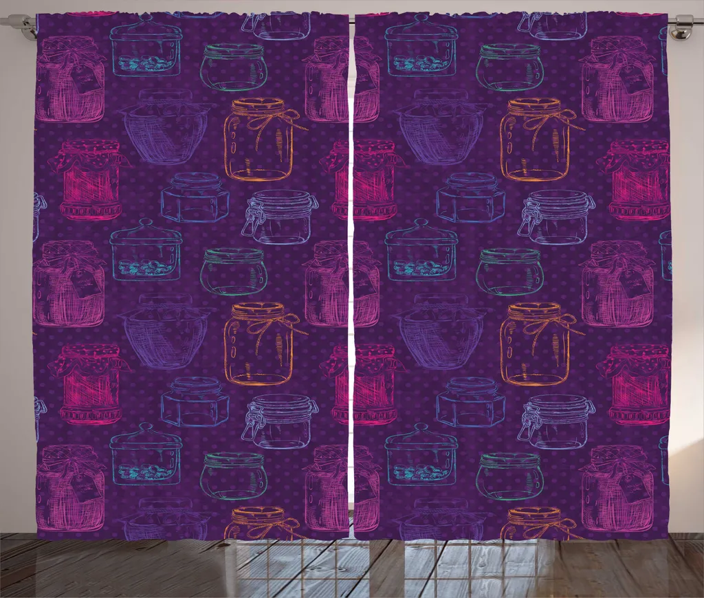 Rideau à Motif Pois Fuchsia avec Boucles et Crochets Inclus 280 x 225 cm