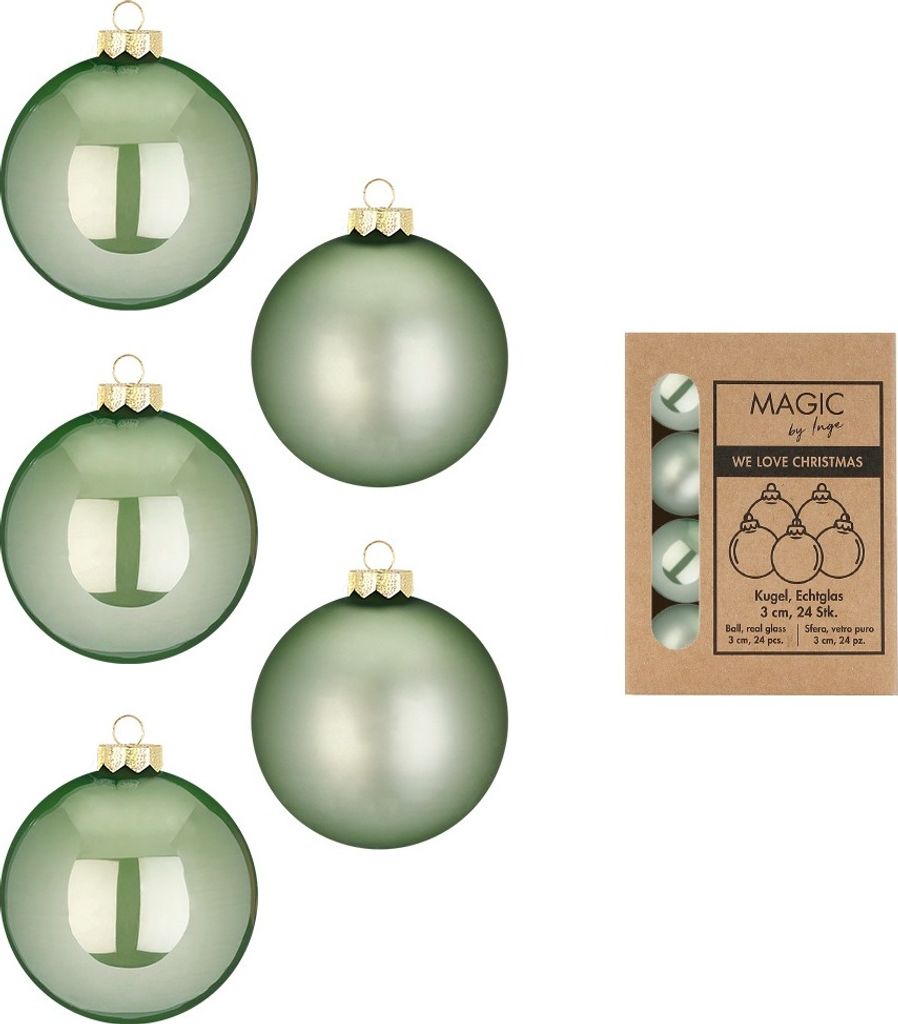 Weihnachtskugeln Glas 3cm 24 Stück - Mild Sage