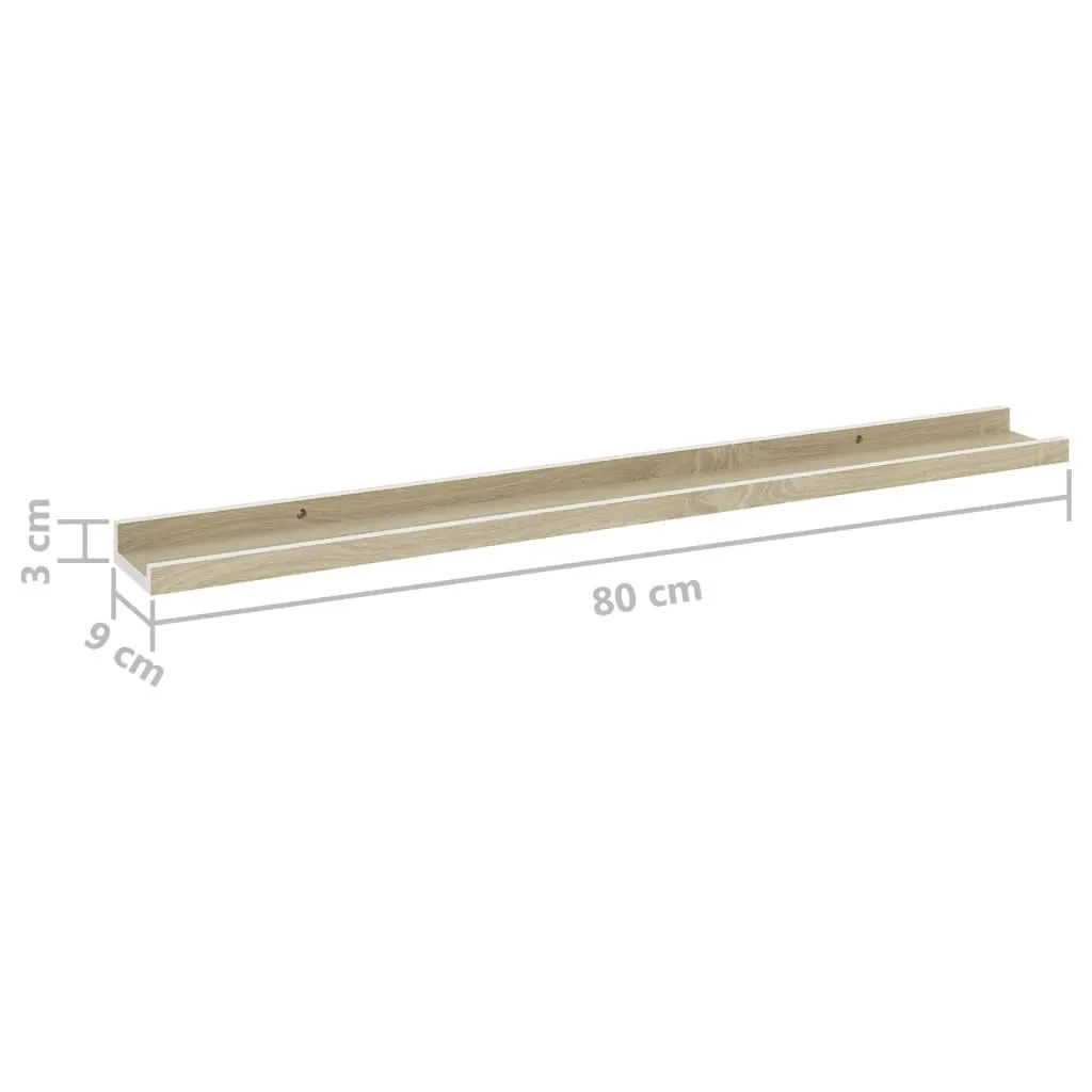 Set 4 Mensole Slim 80cm Rovere Sonoma e Bianco - Living Moderno - 9
