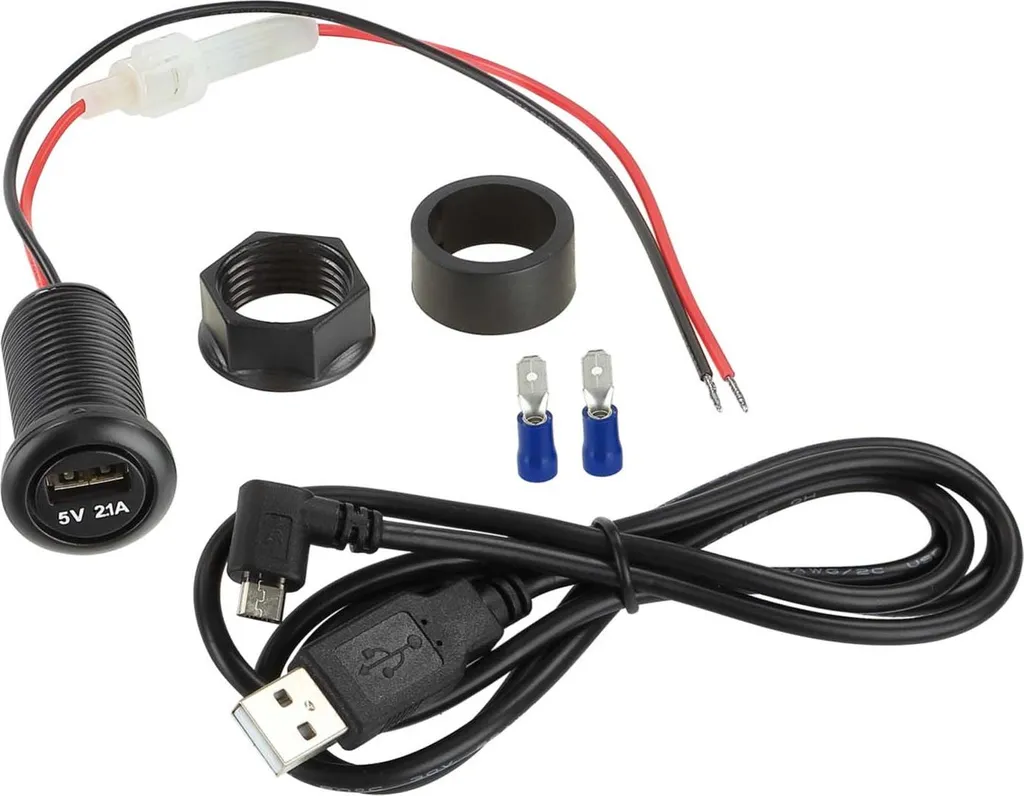 Kit Ricarica USB 12V per Auto e Moto | Cavo Micro USB 1m Resistente