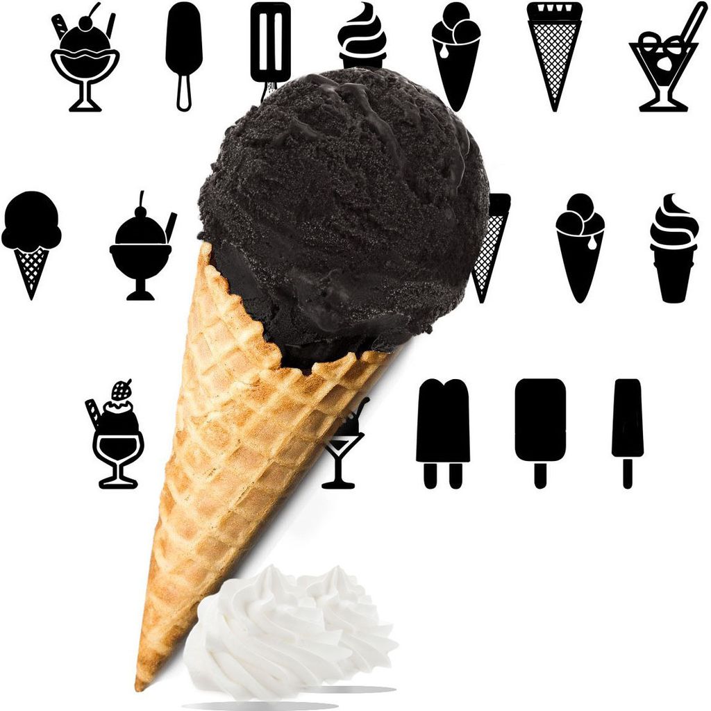 Sahne Schwarzes Low Carb Eispulver Vegan Zucker-, laktosefrei 1 kg