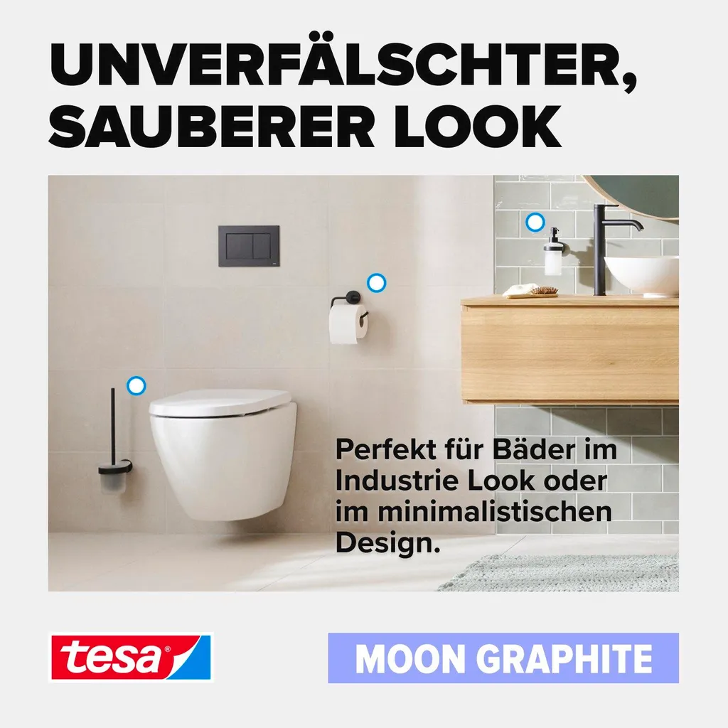 tesa MOON Graphite Portasciugamani Doppio 40595 | Design PVD Senza Fori - 6