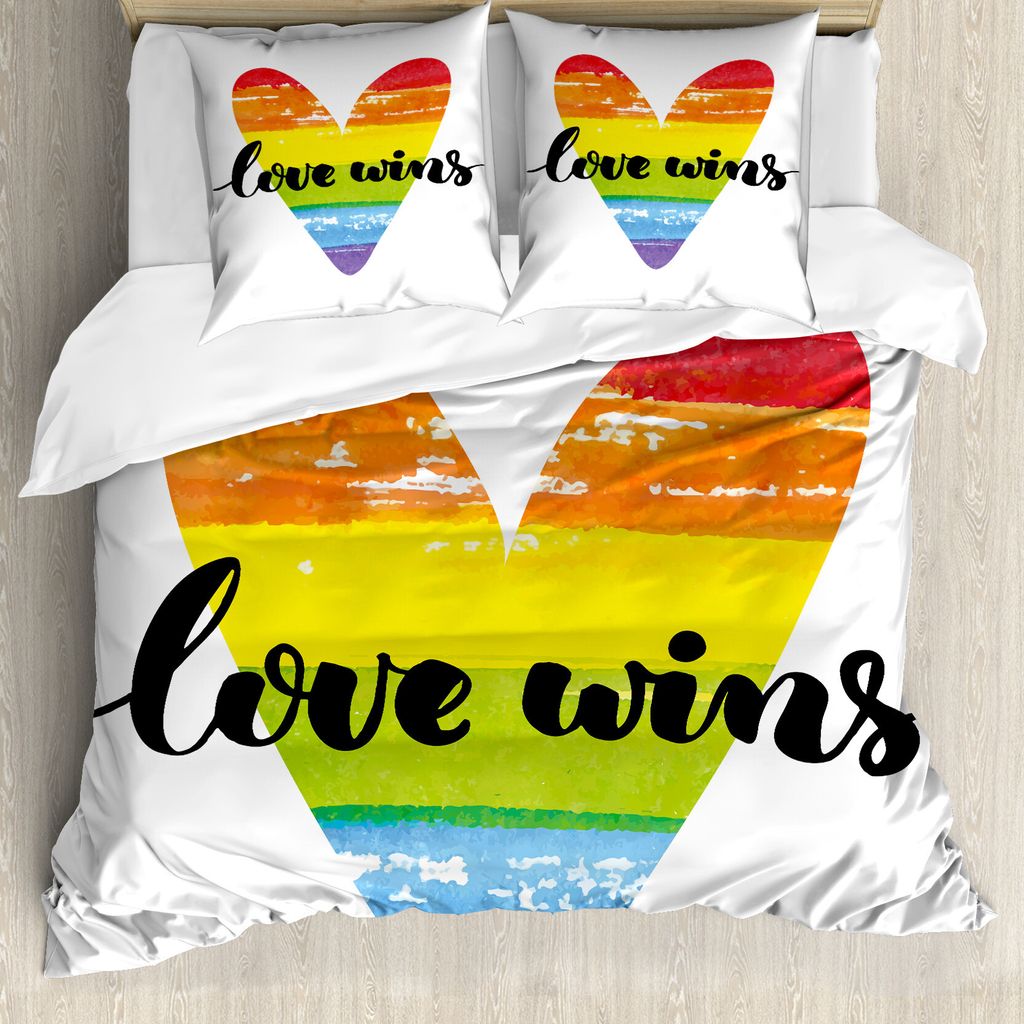 ABAKUHAUS Stolz Bettbezug, Homosexuell Ehe Anmelden, Milbensicher Allergiker geeignet mit Kissenbezügen, 155 cm x 220 cm - 80 x 80 cm, Mehrfarbig