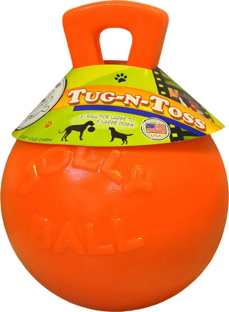 Balle Chien Résistante aux Morsures 20 cm Orange - Jolly Tug-n-Toss