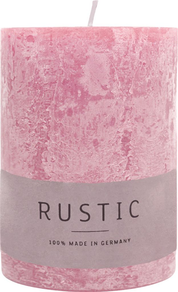 Stumpenkerze aus Paraffin, Antikrosa, Rustic, WENZEL, 80/70 mm, Brenndauer ca. 34h, selbstverlöschend