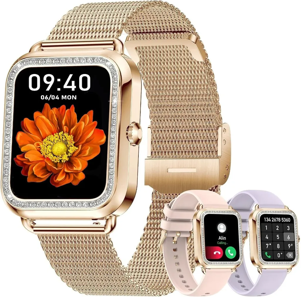 Smartwatch Donna Oro con Chiamate Bluetooth e Cardiofrequenzimetro 1.59"