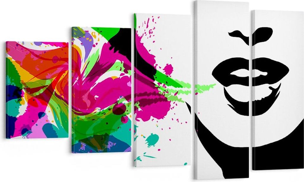 Bild auf Leinwand - Leinwandbild - Frau Gesicht Lippen Make-up - 100x60cm - Wand Bild - Wanddeko - Leinwanddruck - Bilder - Kunstdruck - Wanddekora...