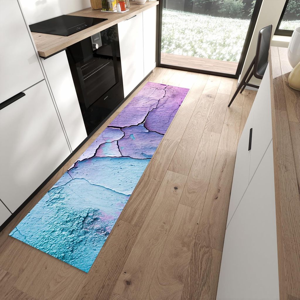 Küchenteppich 60x240cm rutschfest & abwischbar PVC Läufer - Oberfläche des Rissige