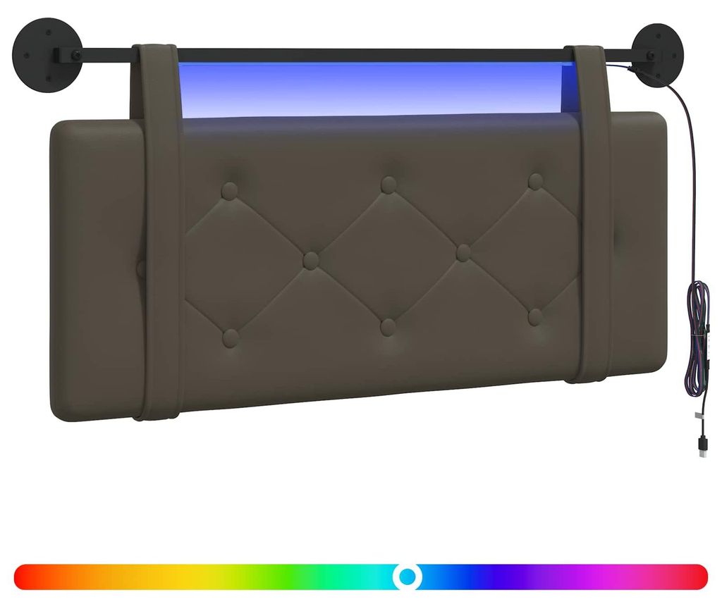Hängendes Kopfteil Mit LED Licht Grau Kunstleder