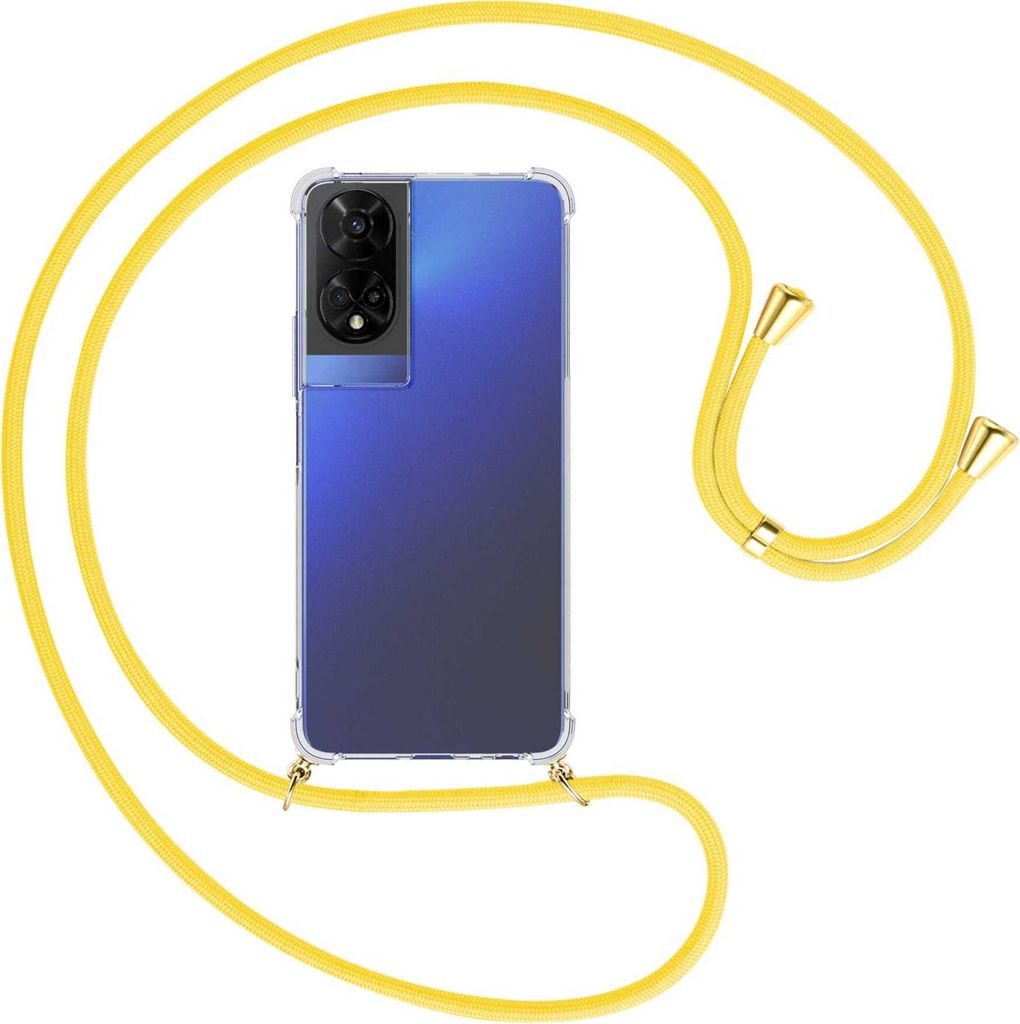 Handykette Backcover-Schutzhülle mit Band (Metall goldfarben) für TCL 50 5G - gelb