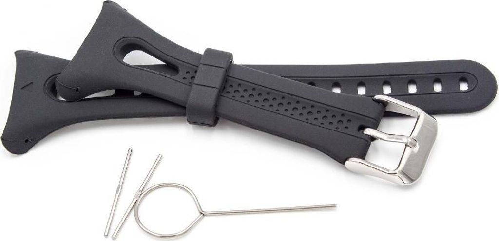 vhbw Ersatz S Armband kompatibel mit Garmin Forerunner 15, 10 Fitnessuhr, Smartwatch mit kleinem Display - 11,5cm + 8,7 cm Silikon schwarz