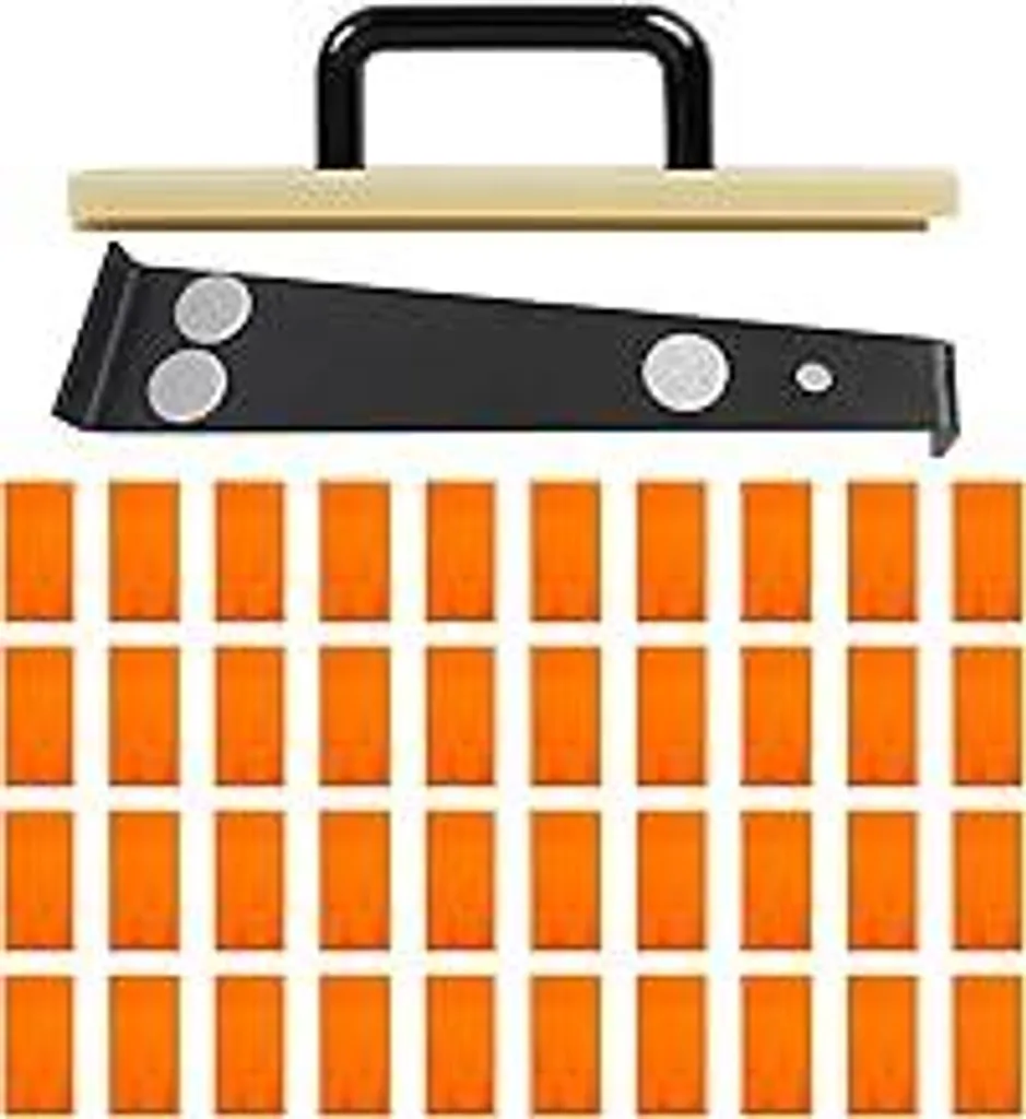 Set per la posa di laminato vinilico, attrezzo per la posa di pavimenti laminati da 300 mm, pavimento vinilico a incastro, sistema a incastro per pavimenti laminati con 1x blocco di battuta in NYLON per parquet, 1x ferro di trazione per laminato, 40 distanziatori (set da 300 mm) - 1