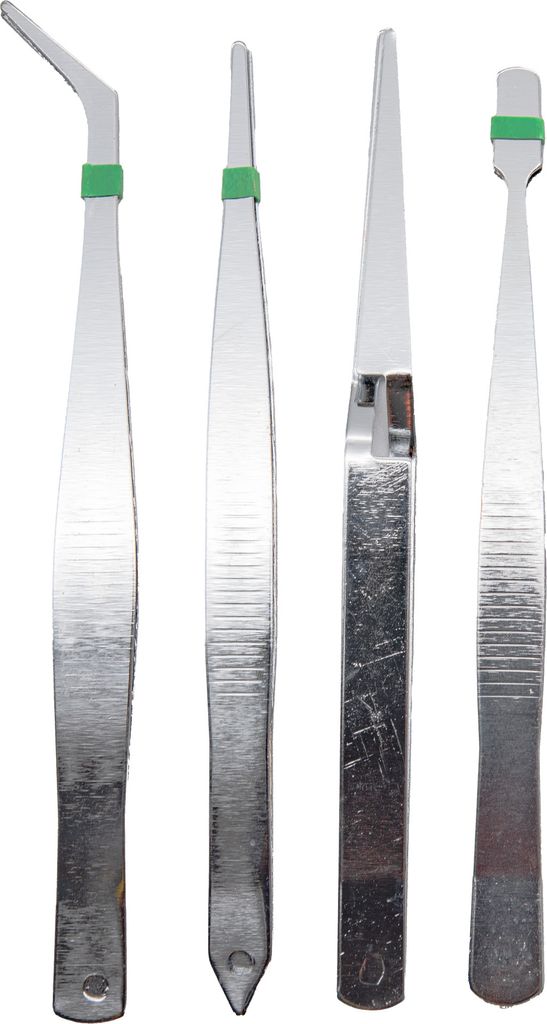 Pinzetten Set 4 Stk Flachpinzette Kreuzpinzette Produktbild 2