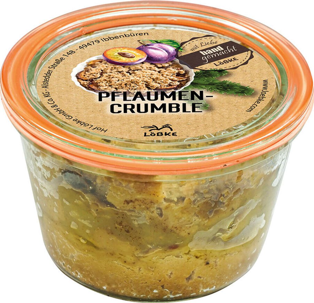 Gebackener Pflaumen-Crumble im Weckglas
