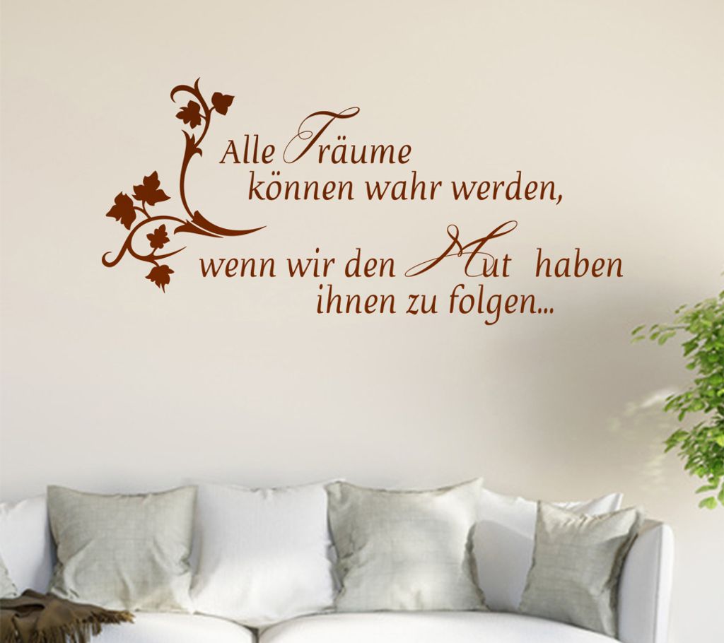 Alle Träume können ... Wandtattoo in 6 Größen - Wandaufkleber Wall Sticker - Dekoration, Küche, Wohnzimmer, Schlafzimmer, Badezimmer