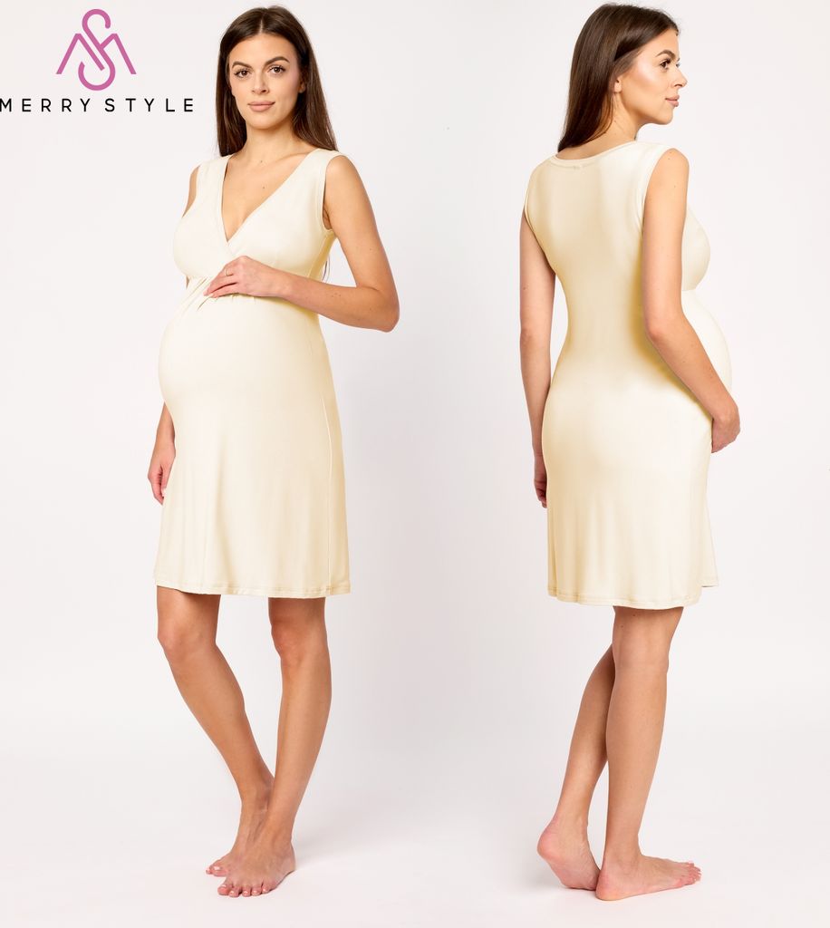 Merry Style Nachthemd Damen Schwangerschaft aus Viskose Stillnachthemd Elegante Nachtwäsche Damen, Leicht, Atmungsaktiv und Hautfreundlich MS10-46...