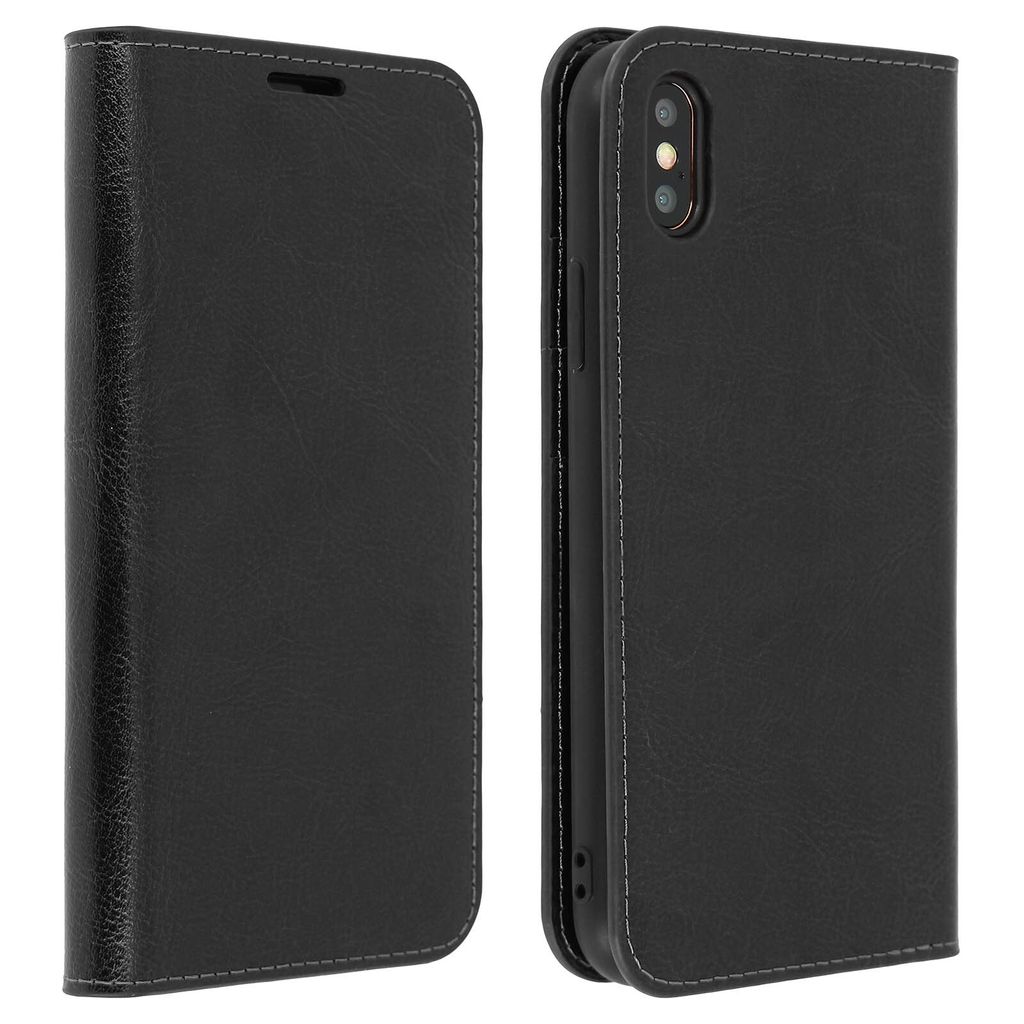 Business Leder Cover, Schutzhülle mit Geldbörse Apple iPhone XS Max – Schwarz