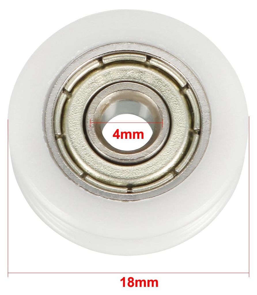 4 Stk. Fš¹hrungslager Riemenscheibe 1,5mm tief Metall V Nut Schienen Kugelrad 4x18x6mm