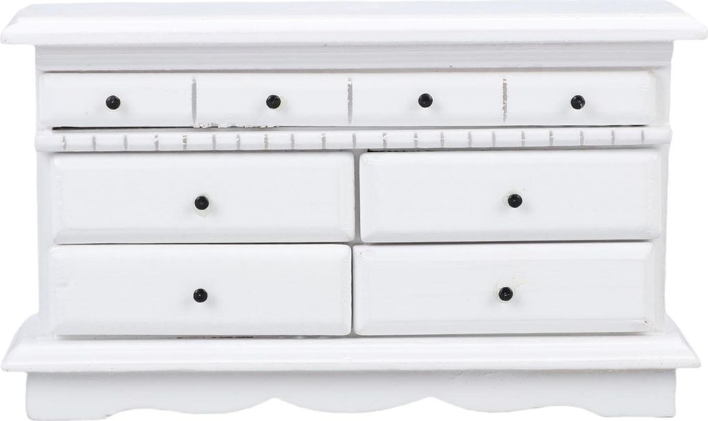 1/12 Puppenhaus-Schubladenschrank, exquisite, elegante Holztruhe für Miniaturszenen, weiß