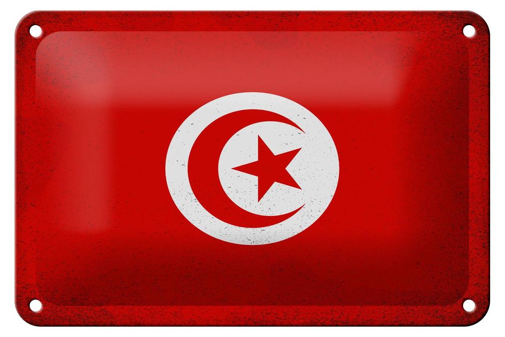 Blechschild Flagge Tunesien 18x12cm Flag of Tunisia Vintage Dekoration