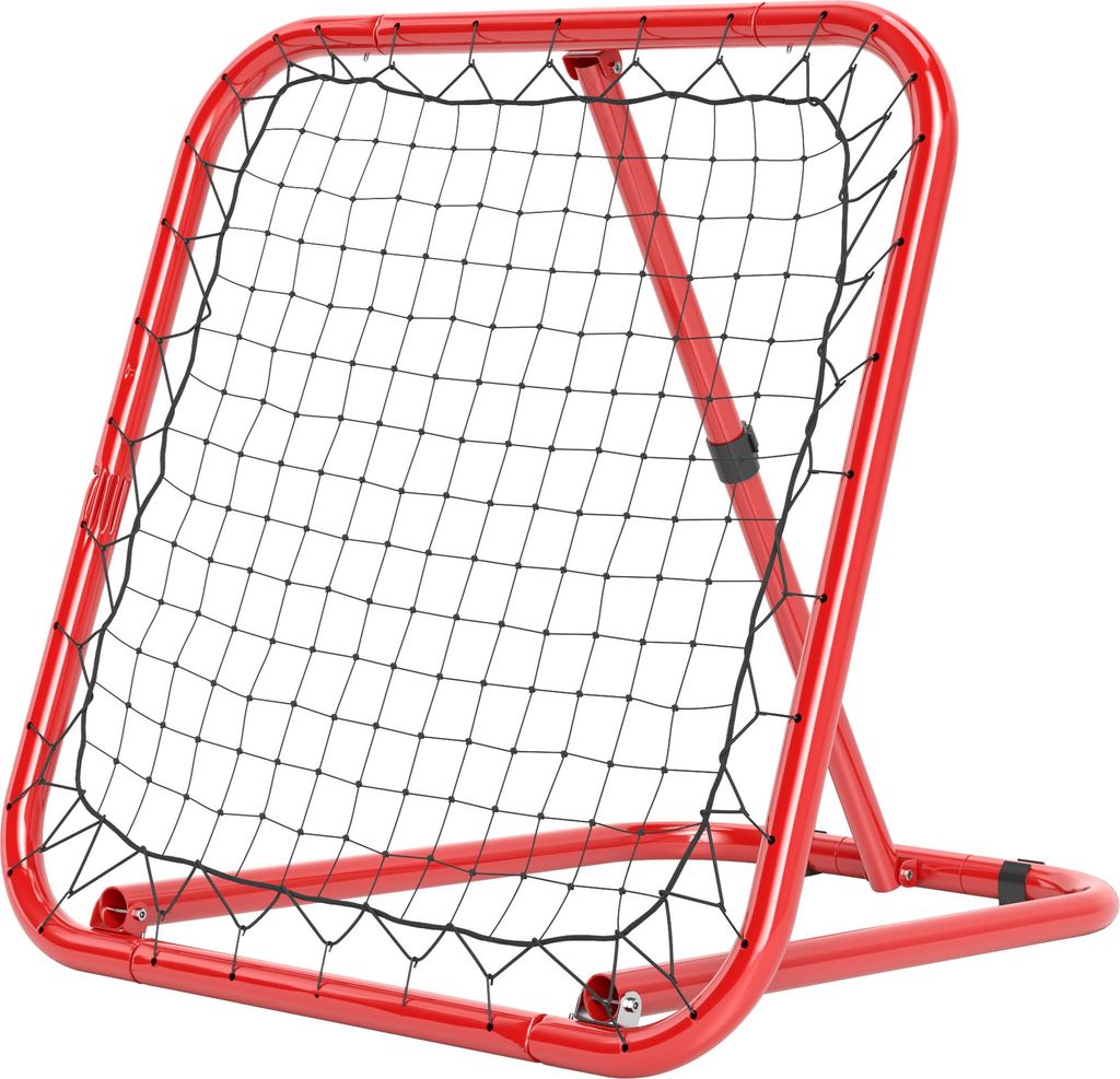 Fußball Rebounder-Netz, klappbar, Rückprallwand, Verstellbar in 5 Stufen, Metall, 78 x 84 x 65-78 cm, Rot