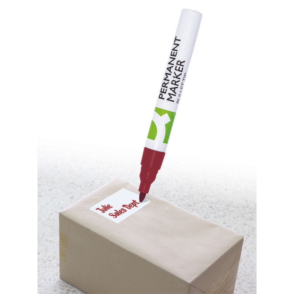 Q-CONNECT KF11710 Permanentmarker, Rundspitze, ca. 2 - 3 mm, rot