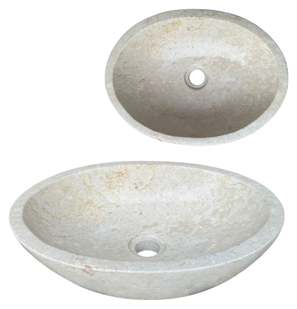 Lendo Online Washbasin Marble 40x30x12 cm Cream Oval Immagine del prodotto 