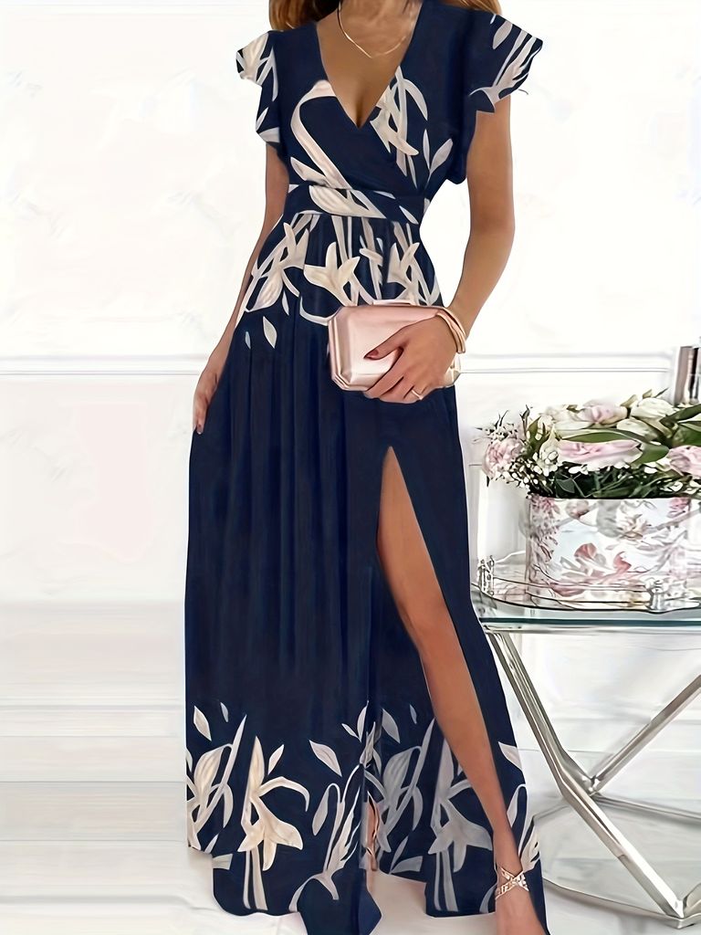 Damen Maxikleid Sommer - Ärmellos Mit Blumendruck