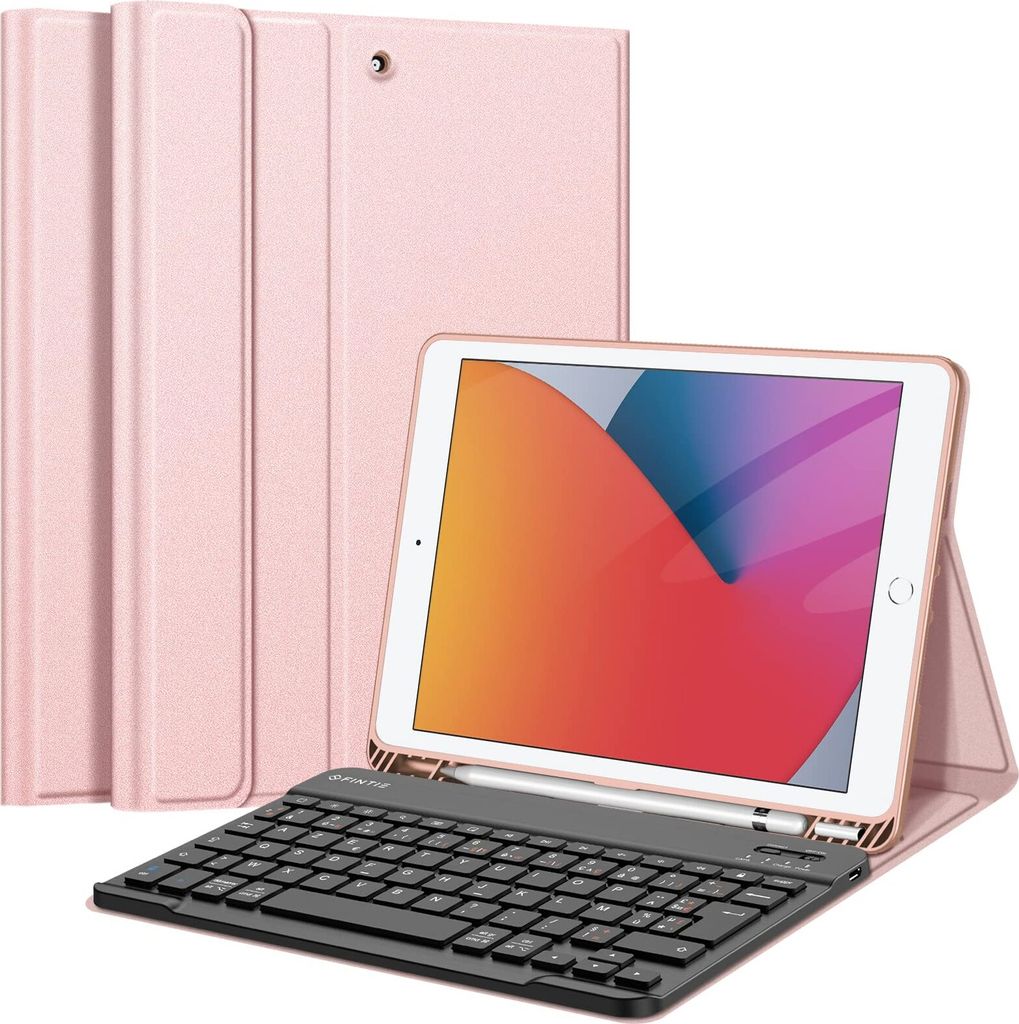 Fintie Tastatur Hülle mit AZERTY Layout für iPad 10.2 Zoll 2019, Roségold