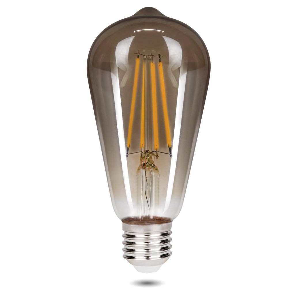 A close-up studio shot of a vintage-style LED light bulb.