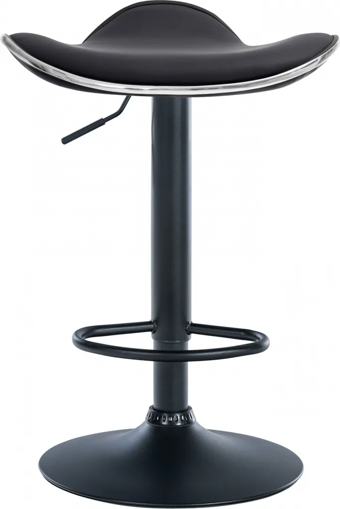 Chaise de bar Shanghai Noir avec structure en métal noir mat robuste - 6
