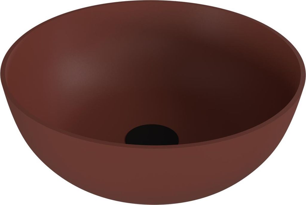 Polysan BANERA ROUND Waschbecken zum Setzen, Gussmarmor, Durch. 39cm, Braun matt