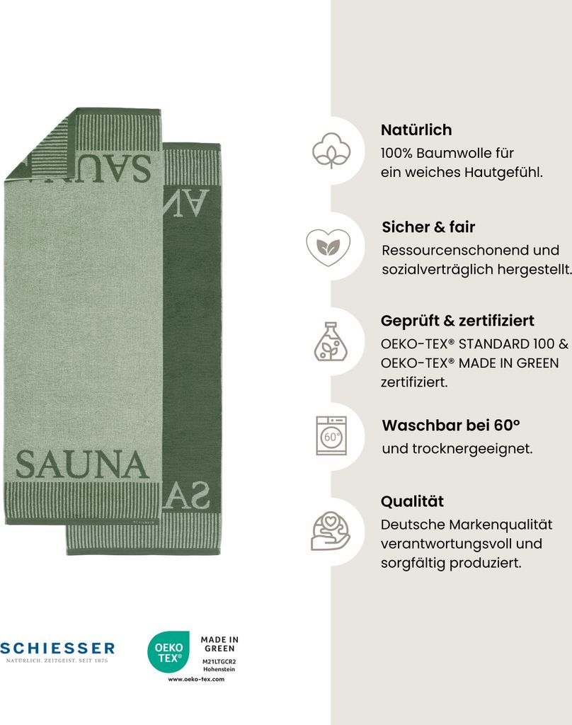 Schiesser Frottier Saunatuch Rom | 100% Baumwolle aus Produktbild 2