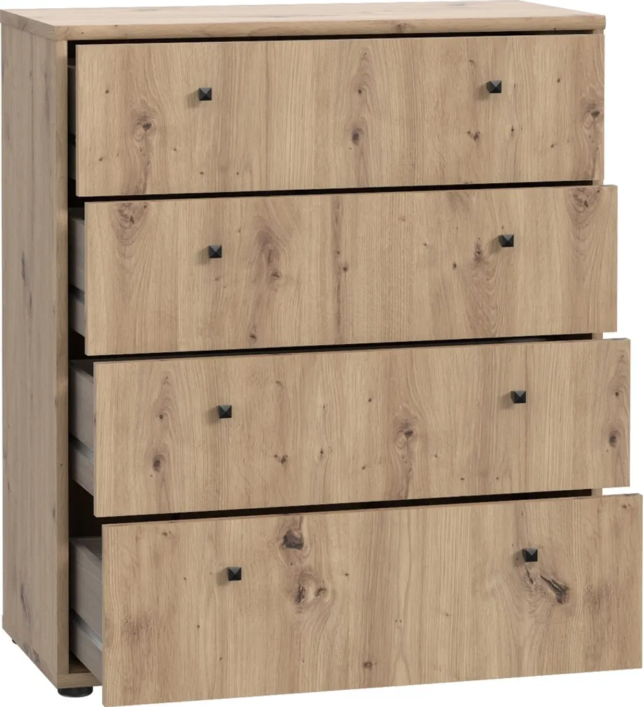 Commode chêne Artisan 4 tiroirs, format compact 74cm TEMPRA 2 pro - 3