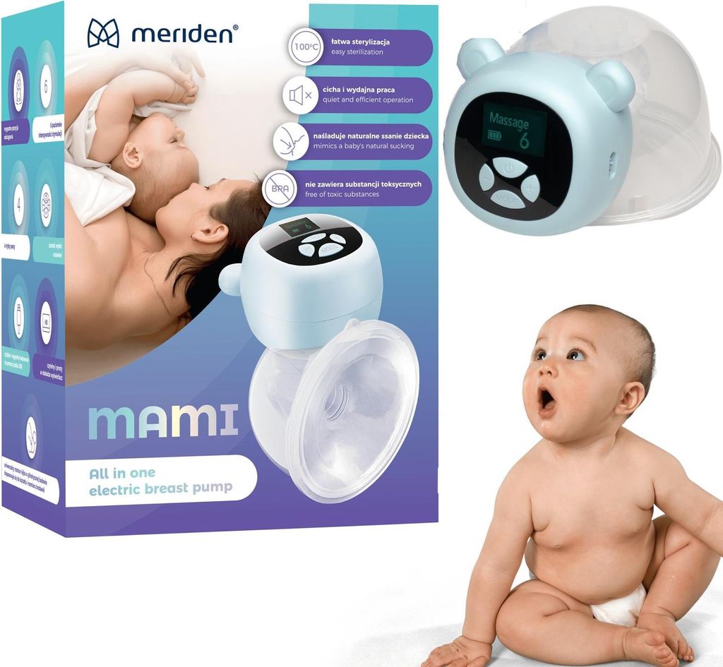 Meriden MAMI Muschel-Laktator – Freihändig, leise, tragbar, BPA-frei, für unterwegs, sanftes Abpumpen, einfache Bedienung, hygienisch, optimale...