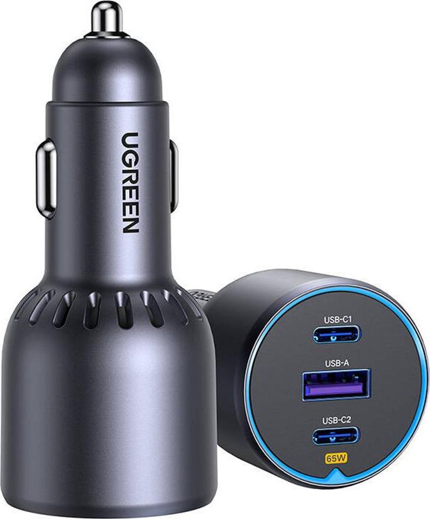Ugreen 75W 3-Port Fast Car Charg gray, Automatyczna, Zdjęcie produktu 
