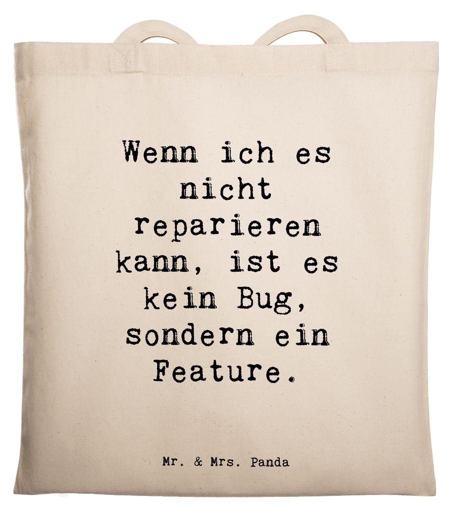 Mr. & Mrs. Panda Tote Bag Spruch Feature Charme - Transparent - Geschenk, Beruf, Tragetasche, Programmierer, Berufe, Bug, Tasche, Berufsgestaltung,...