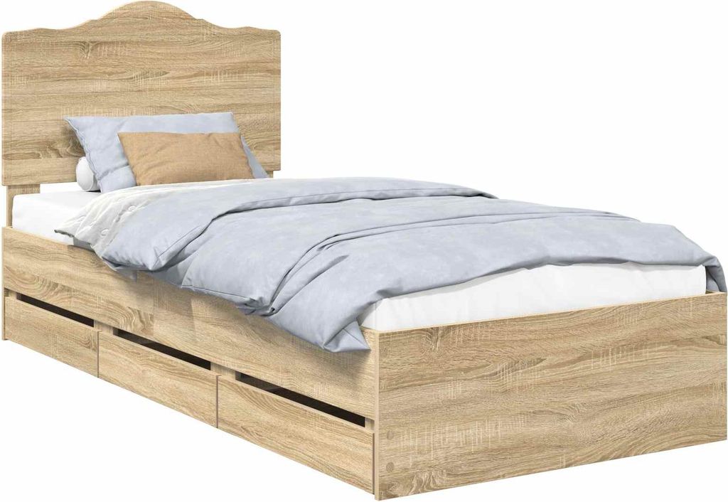 vidaXL Bettrahmen Sonoma-Eiche 90 x 200 cm Ingenieurs Holz