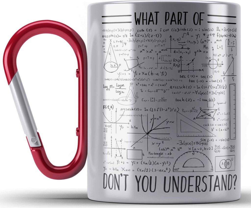 Trendation - Lustiges Geschenk Welchen Tell Von Verstehst du Nicht Edelstahl Tasse Karabiner Mathematiker Physiker Mathelehrer Geschenkidee (Rot)