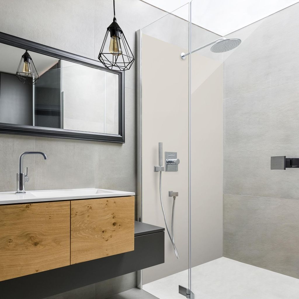 Duschrückwand mit Motiv selbstklebend - 0.35 mm Wandpaneel wasserfest Design beige Unifarben Badrückwand fugenlos Smart matt 90x190 cm