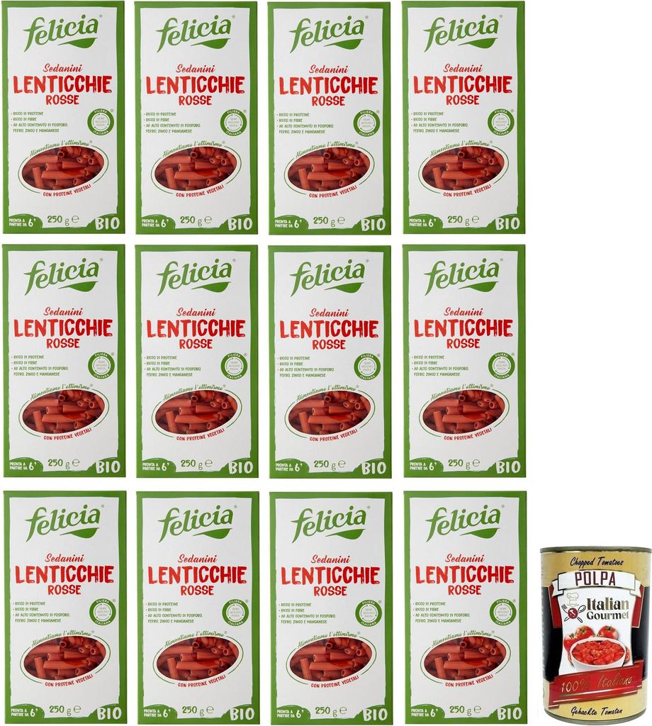 12x Felicia Sedanini di Lenticchie Rosse,Pasta mit 100% Produktbild 