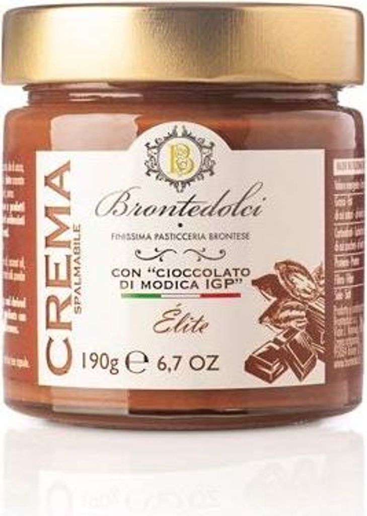 Brontedolci Crema Spalmabile con Cioccolato di Modica IGP Schokoladenaufstrich Schokolade 190g in Glas Italienisches Produkt aus Sizilien