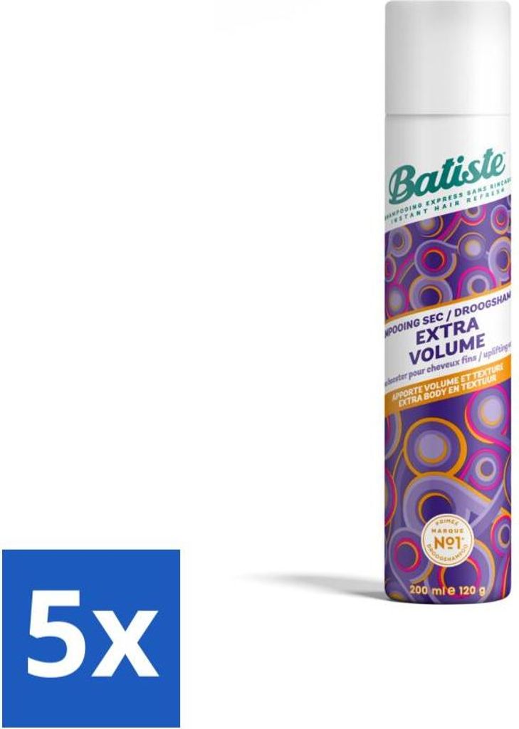 Batiste - Extra Volumen - Trockenshampoo - Verleiht mehr Fülle - Erfrischt fettiges Haar - 200ml - Vorteilspack - 5 Stücke